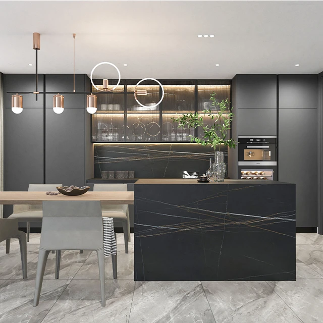 grey and black kitchen