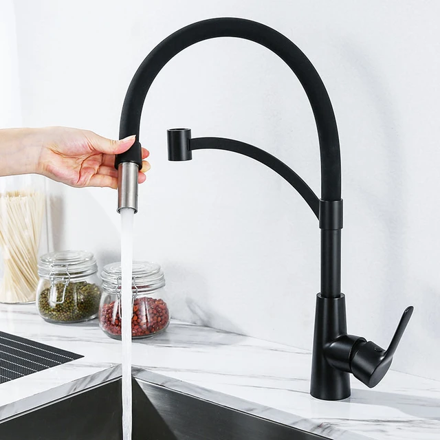 black stainless kitchen faucet