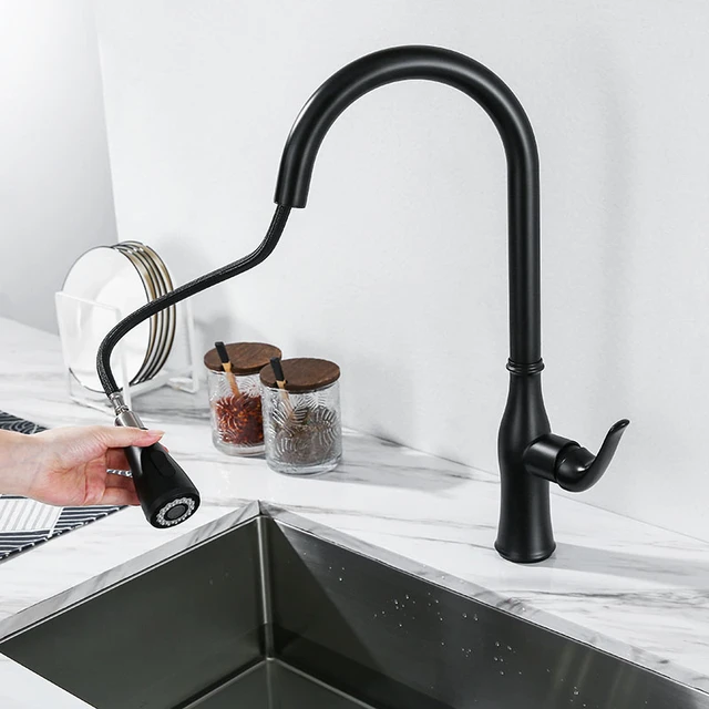 black stainless kitchen faucet